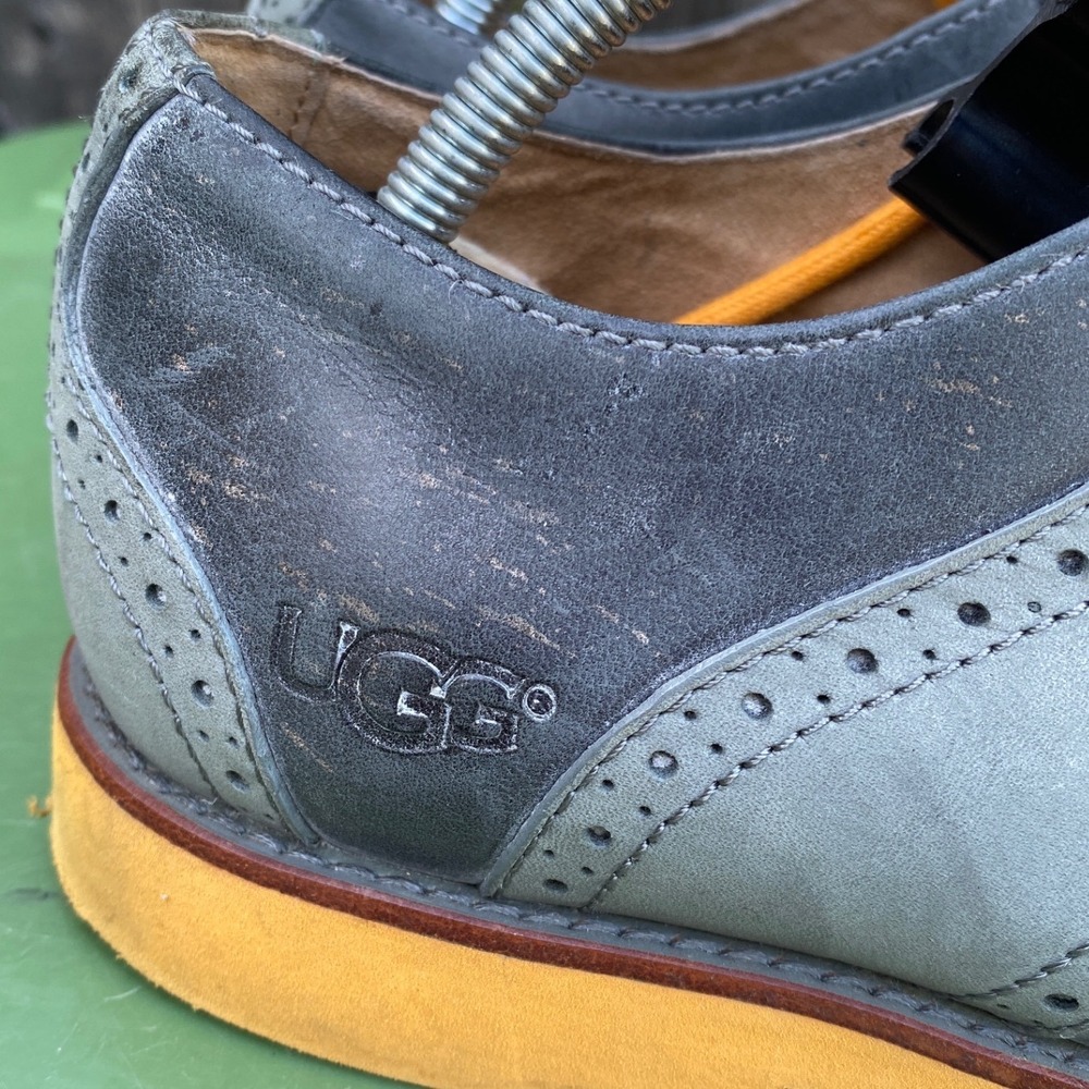 UGG Australia Mens Holston Wingtip Oxford Blue‎ Orange Leather 1002479 Size 10 - Picture 4 of 10